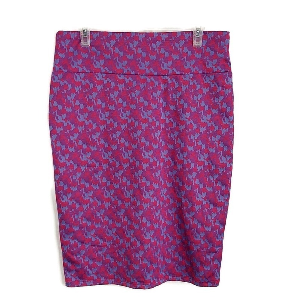Lularoe Cassie Pencil Skirt Pink Printed Geometric Pull On Knee Length sz XL